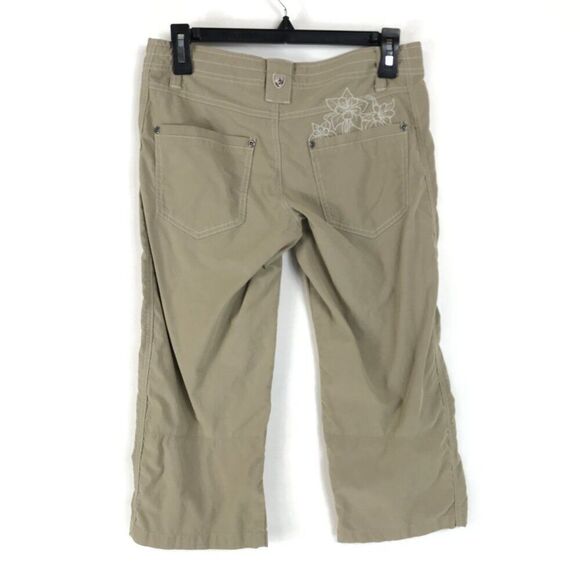 Kuhl Mid-Rise Hiking Capri Women's Size 2 Beige Cropped Embroidered Pockets - Picture 4 of 14